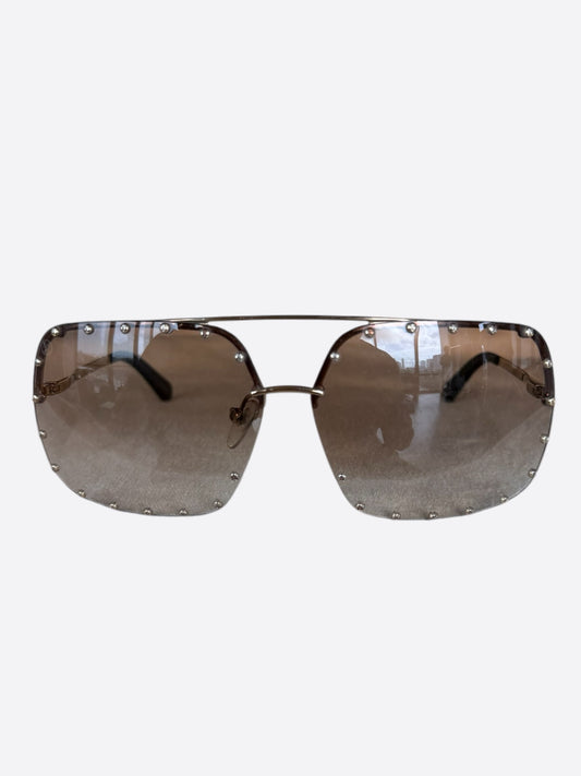 Louis Vuitton Brown & Silver The Party Square Sunglasses