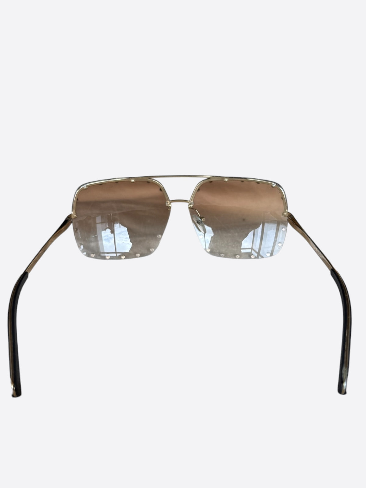 Louis Vuitton Brown & Silver The Party Square Sunglasses
