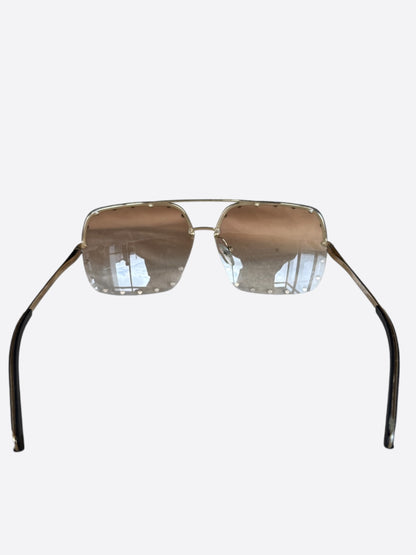 Louis Vuitton Brown & Silver The Party Square Sunglasses