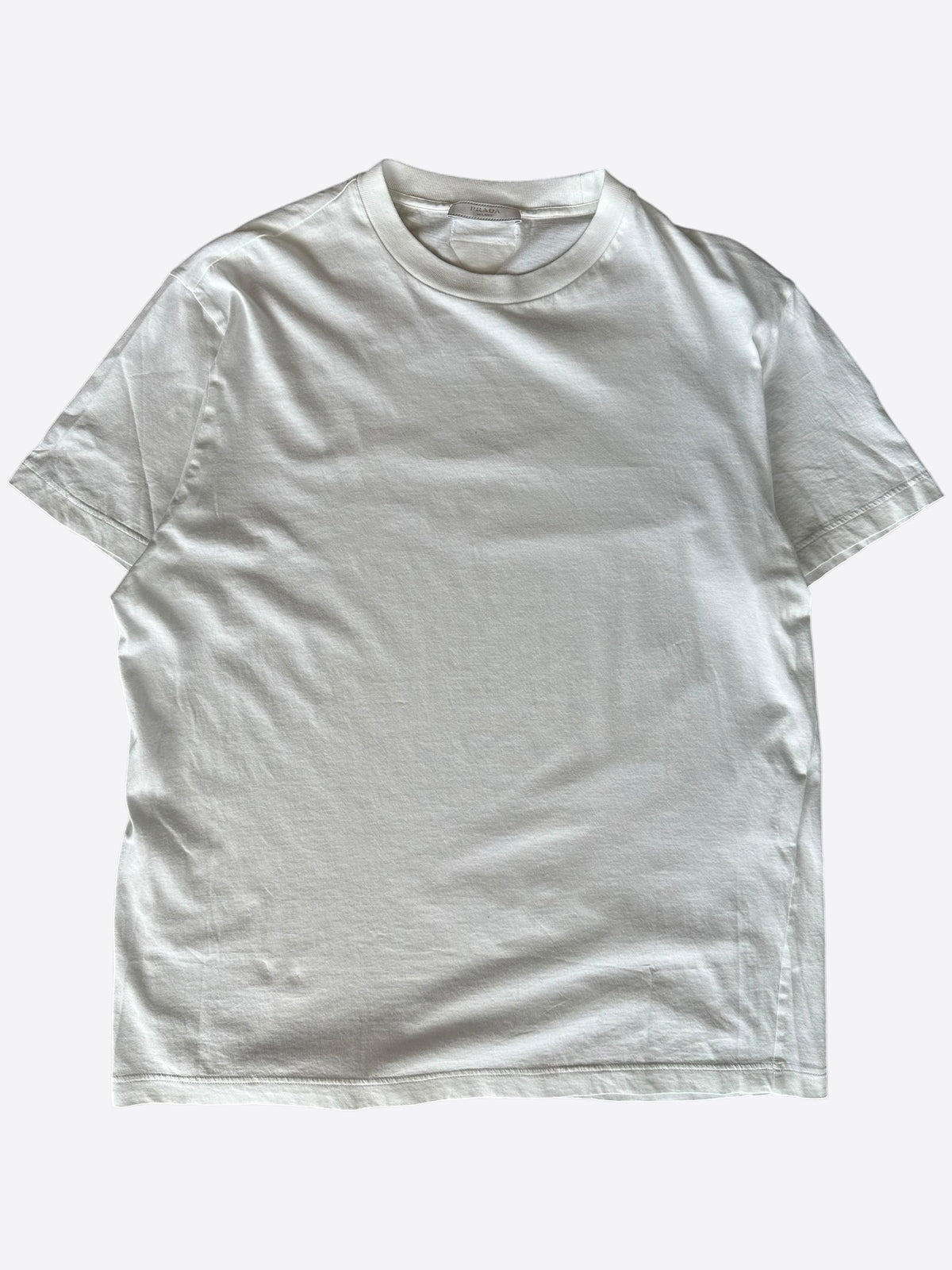 Prada White Triangle Logo T-Shirt