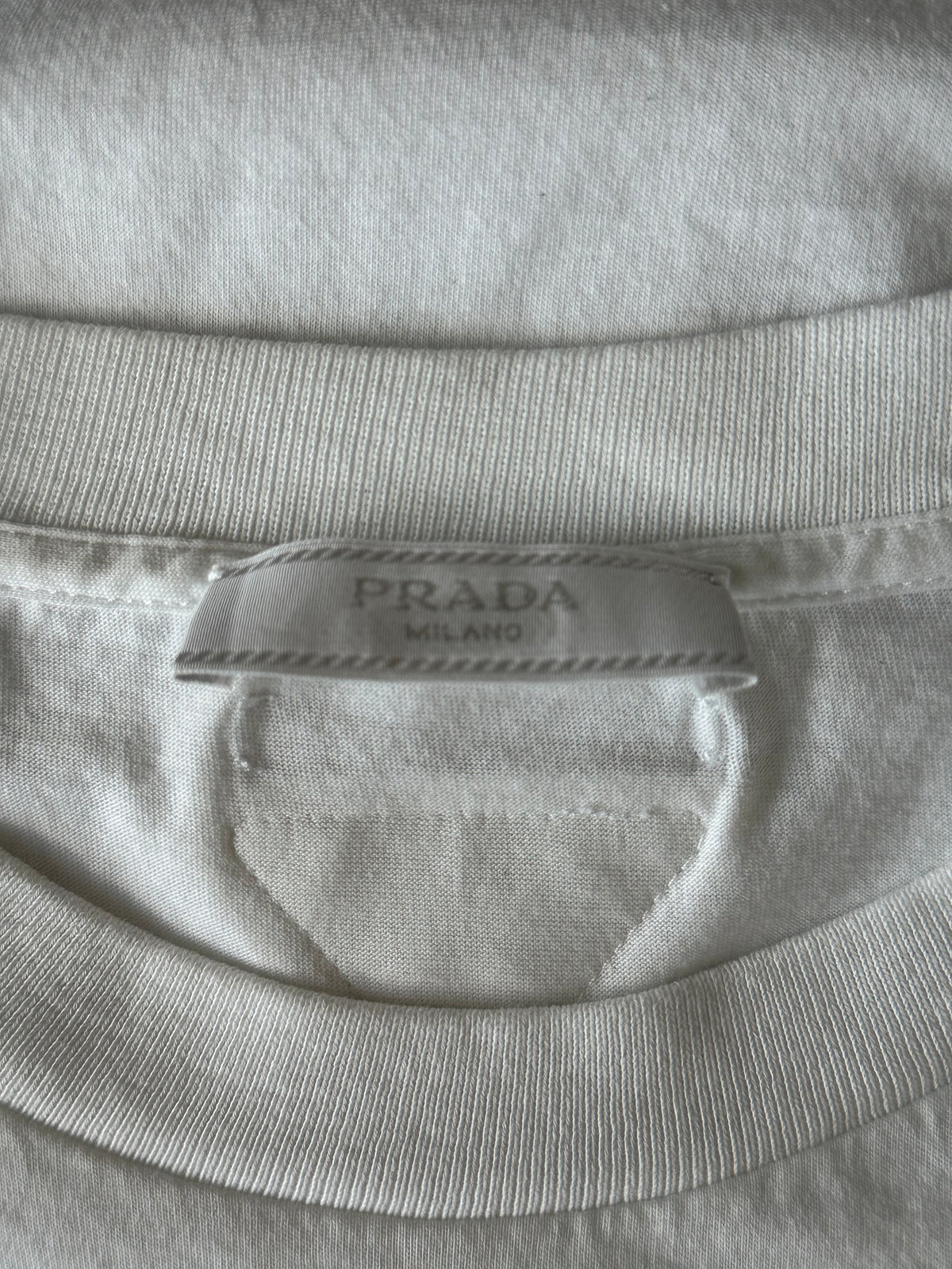 Prada White Triangle Logo T-Shirt