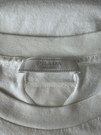 Prada White Triangle Logo T-Shirt