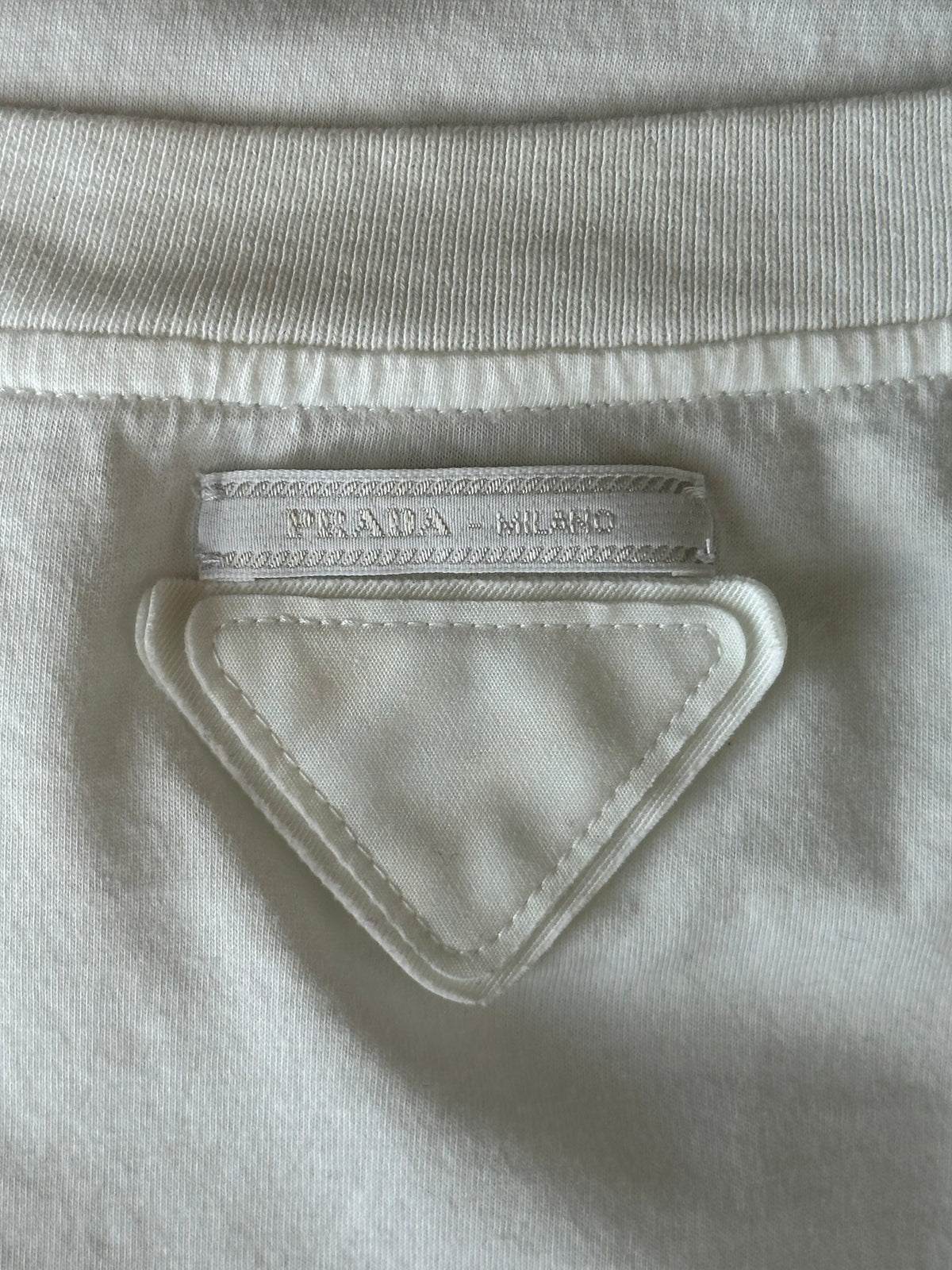 Prada White Triangle Logo T-Shirt