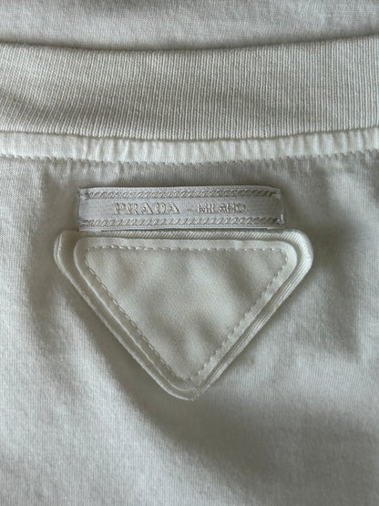 Prada White Triangle Logo T-Shirt