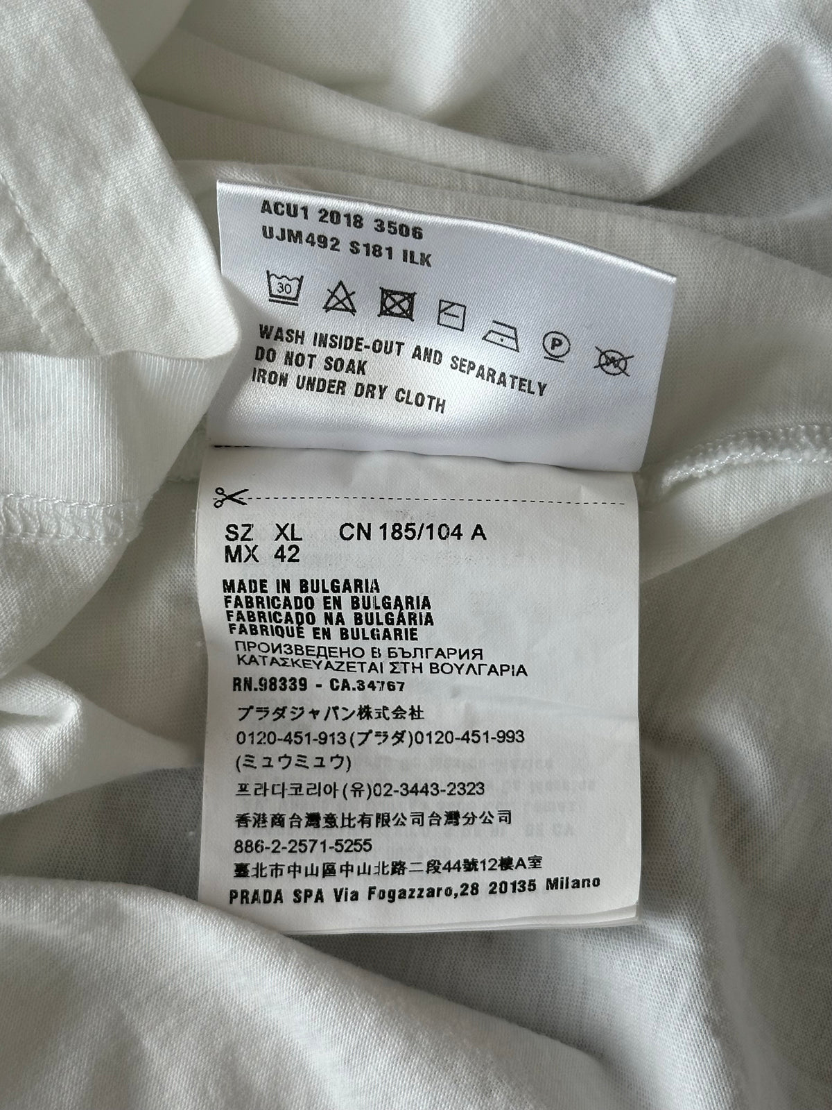 Prada White Triangle Logo T-Shirt