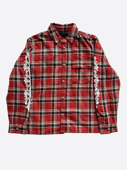 Chrome Hearts Red & White Fleur Padded Flannel