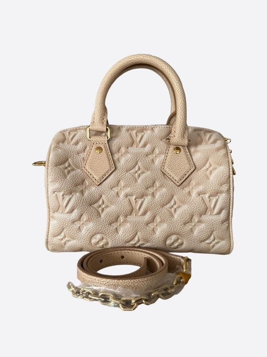 Louis Vuitton Stardust Beige Empreinte Monogram Speedy 20