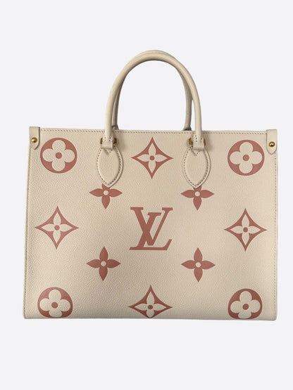 Louis Vuitton Cream & Rose Empreinte Monogram OnTheGo MM