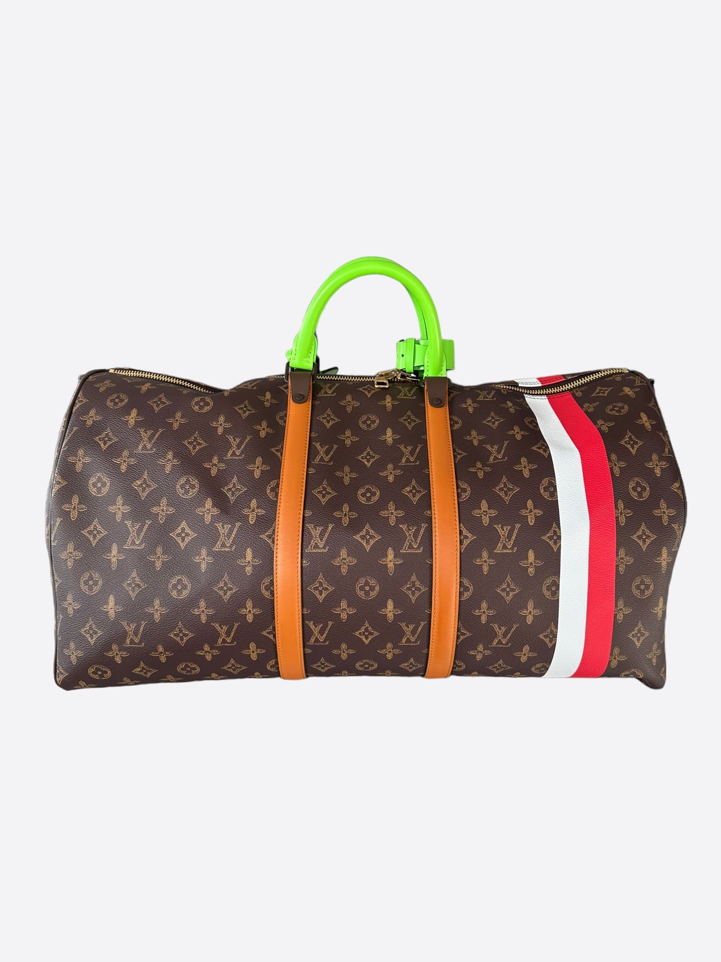 Louis Vuitton Brown Monogram Striped Keepall 55