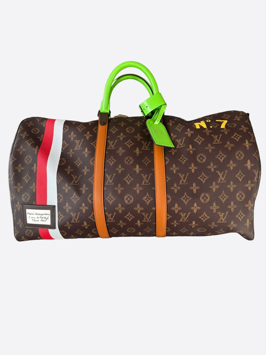 Louis Vuitton Brown Monogram Striped Keepall 55