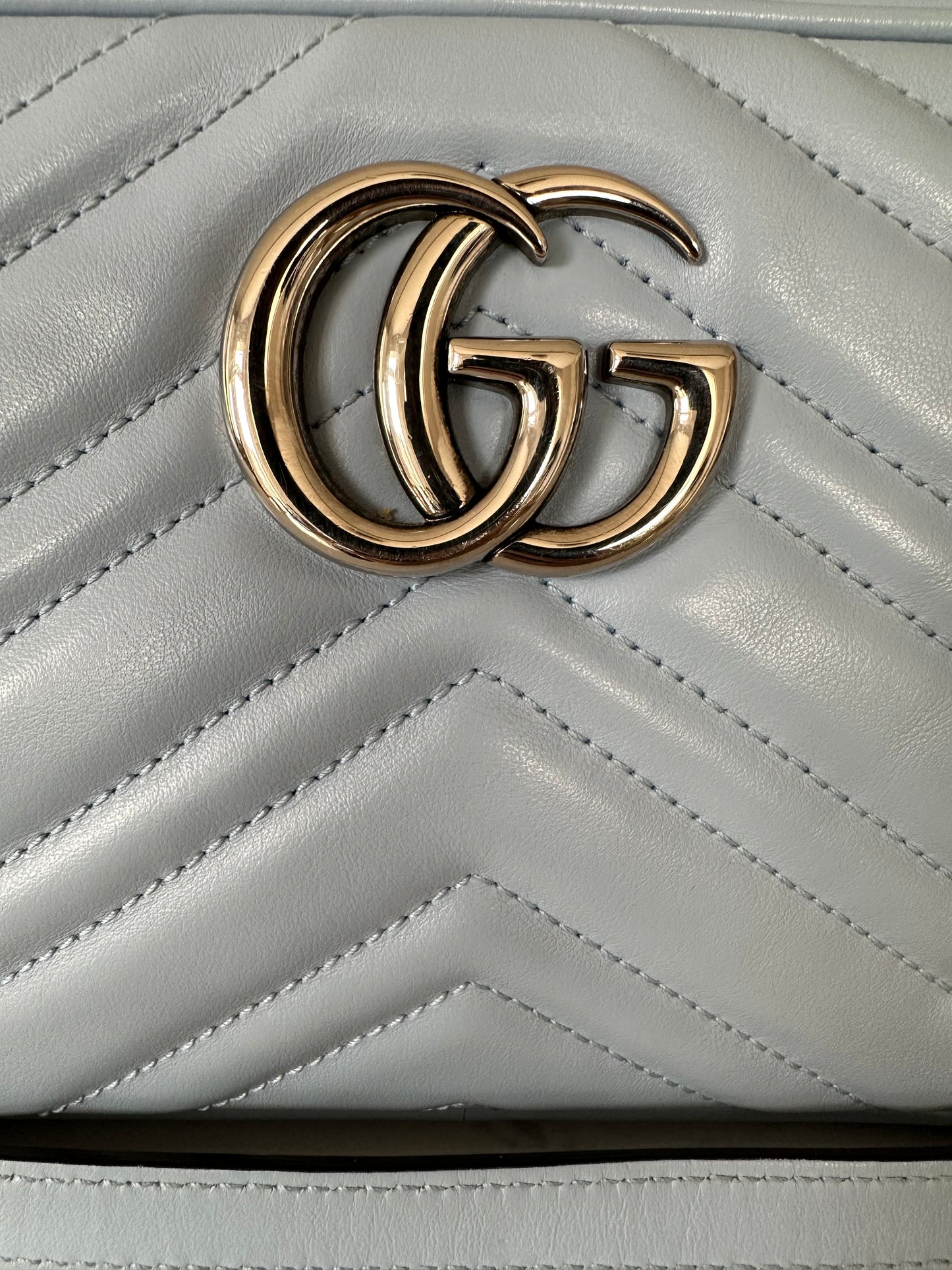 Gucci Blue GG Mini Marmont Shoulder Bag