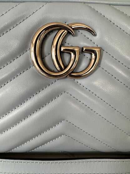 Gucci Blue GG Mini Marmont Shoulder Bag