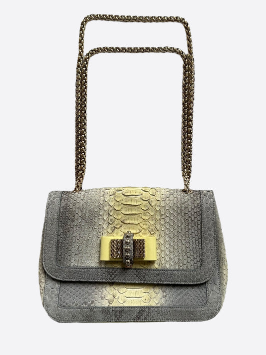 Christian Louboutin Grey & Yellow Python Sweet Charity Bag