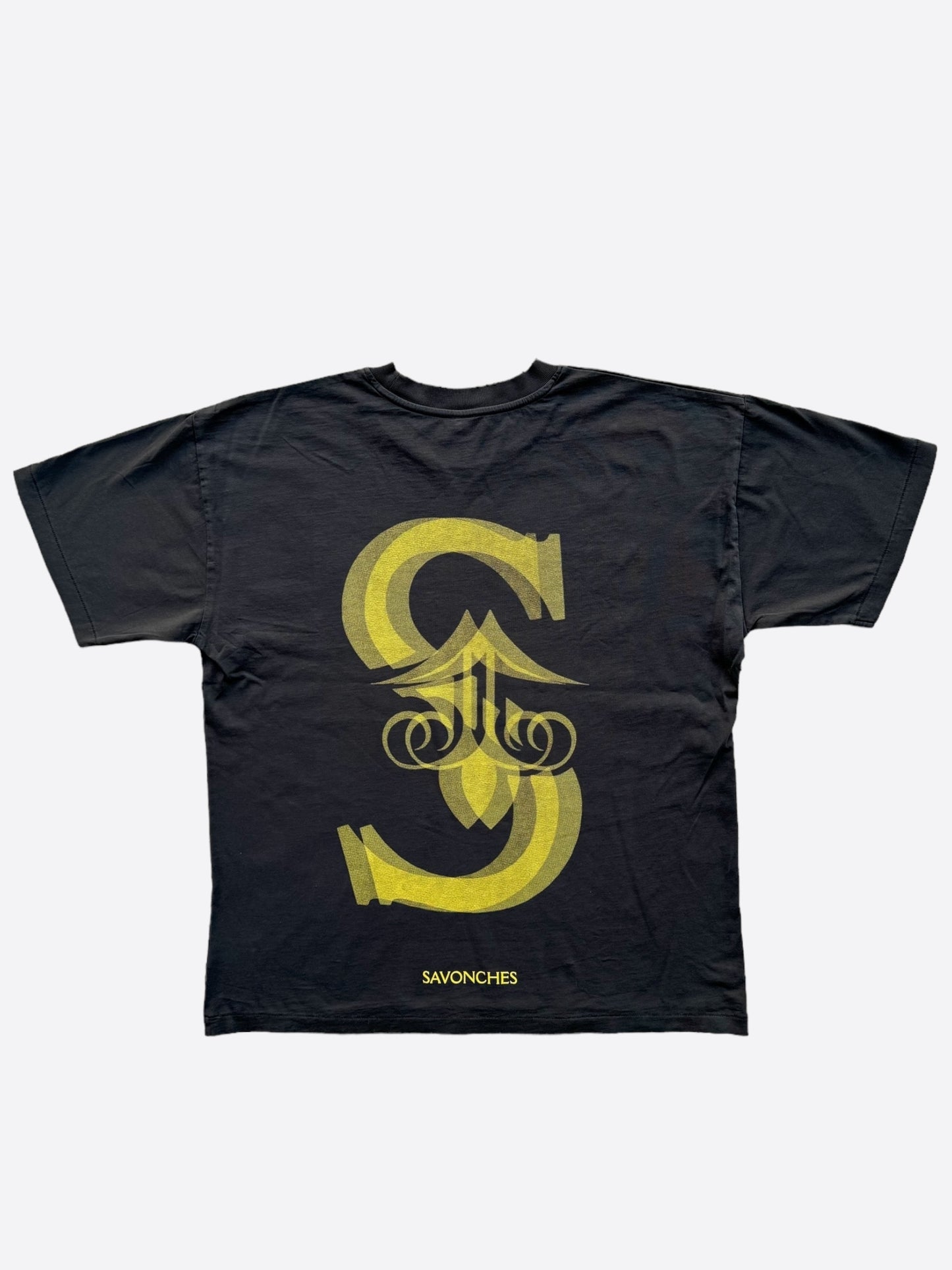 Savonches Washed Black & Gold Blurred S Logo T-Shirt