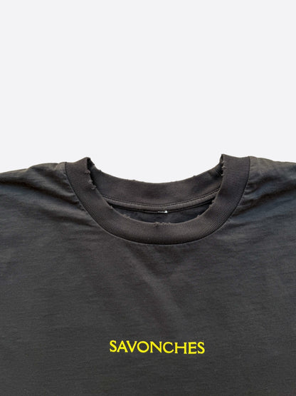 Savonches Washed Black & Gold Blurred S Logo T-Shirt