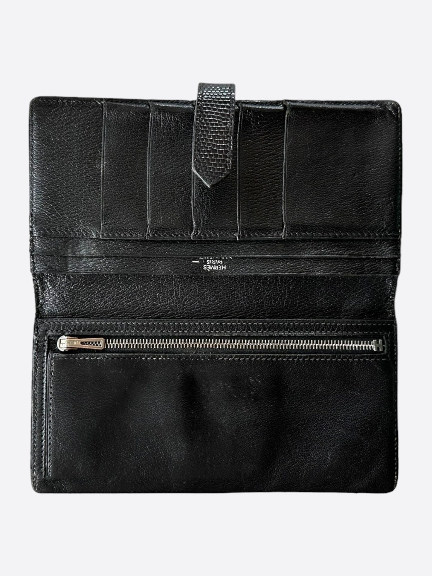 Hermes Black Lizard Bearn Wallet