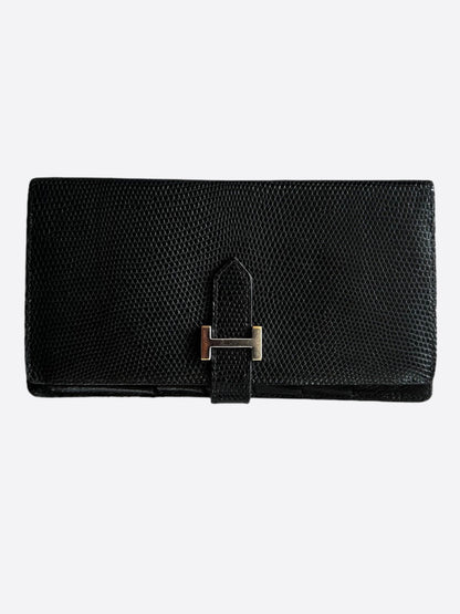 Hermes Black Lizard Bearn Wallet