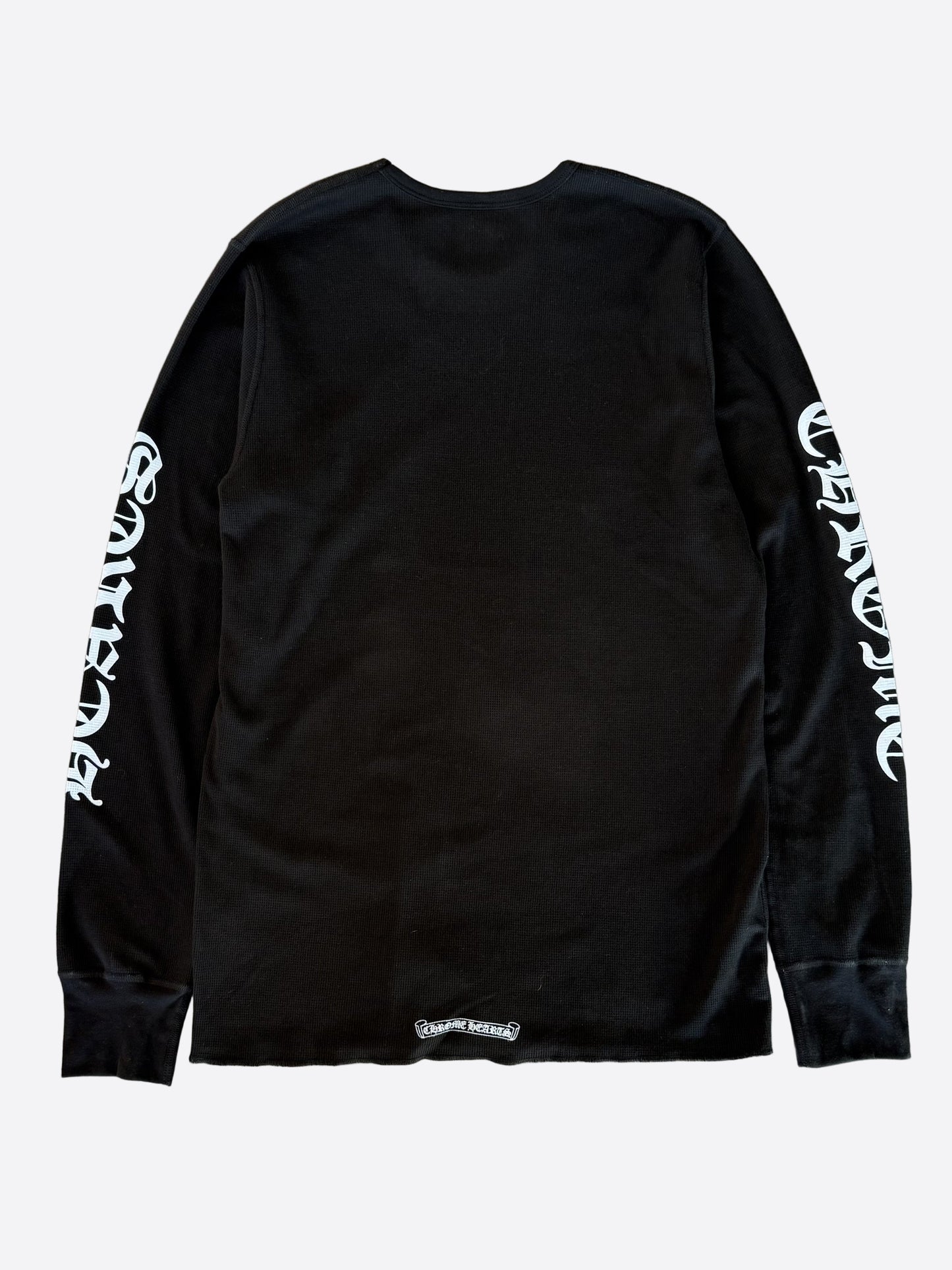 Chrome Hearts Black & White Script Logo Thermal Longsleeve T-Shirt