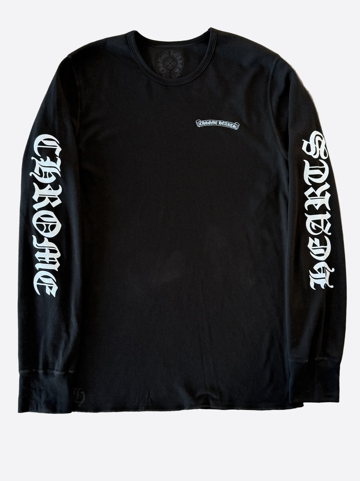 Chrome Hearts Black & White Script Logo Thermal Longsleeve T-Shirt 