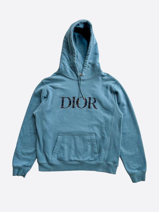 Dior Peter Doig Light Blue Embroidered Logo Hoodie