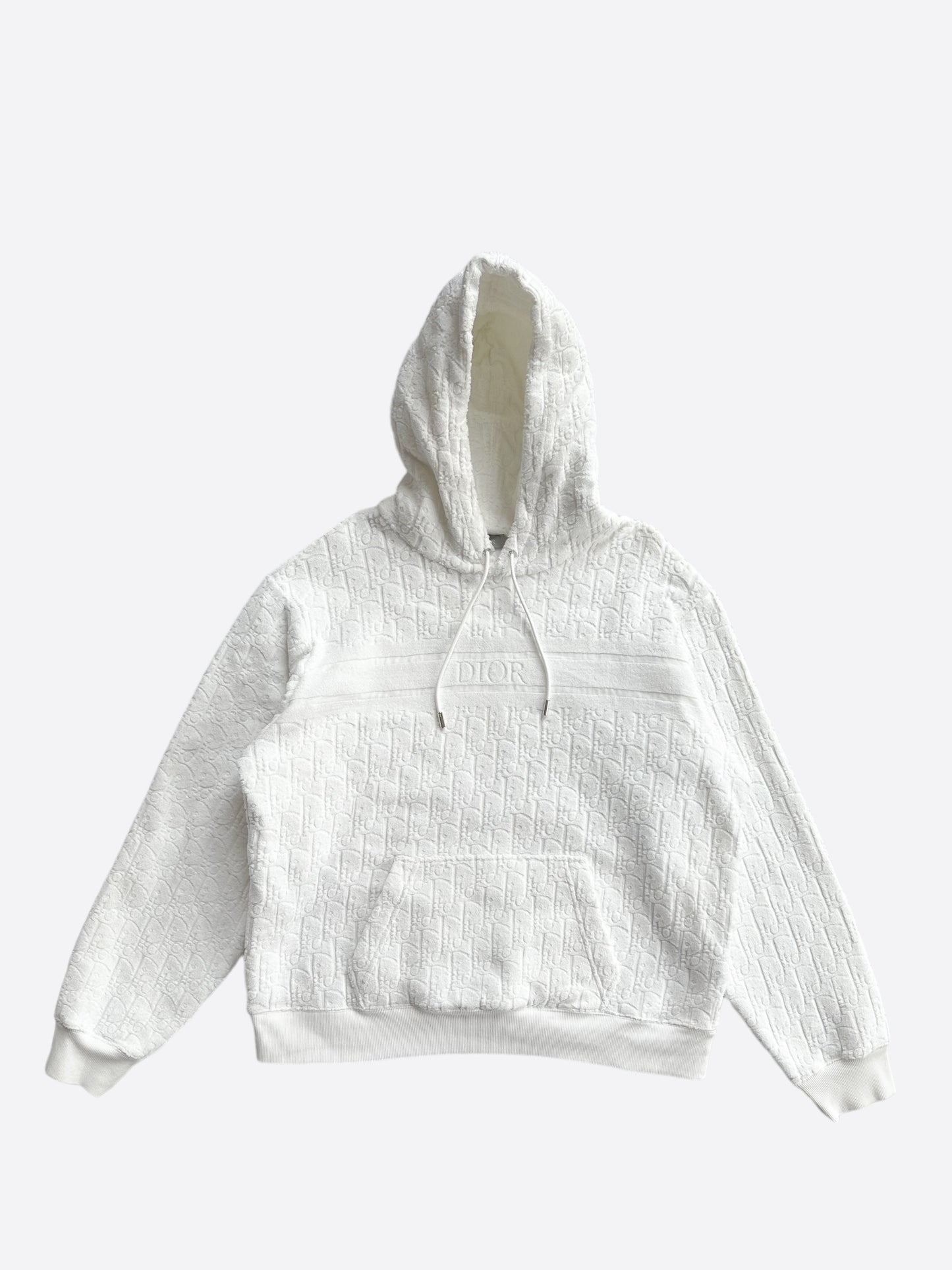 Dior White Oblique Towel Hoodie