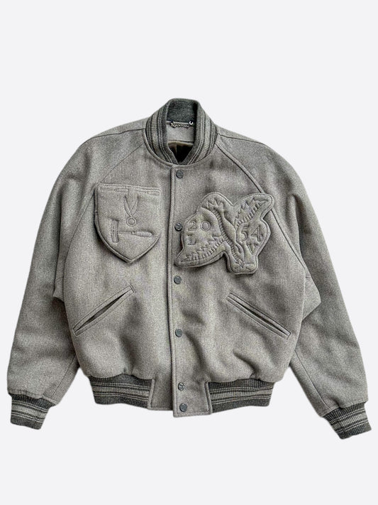 Louis Vuitton Grey Wool Padded Varsity Jacket