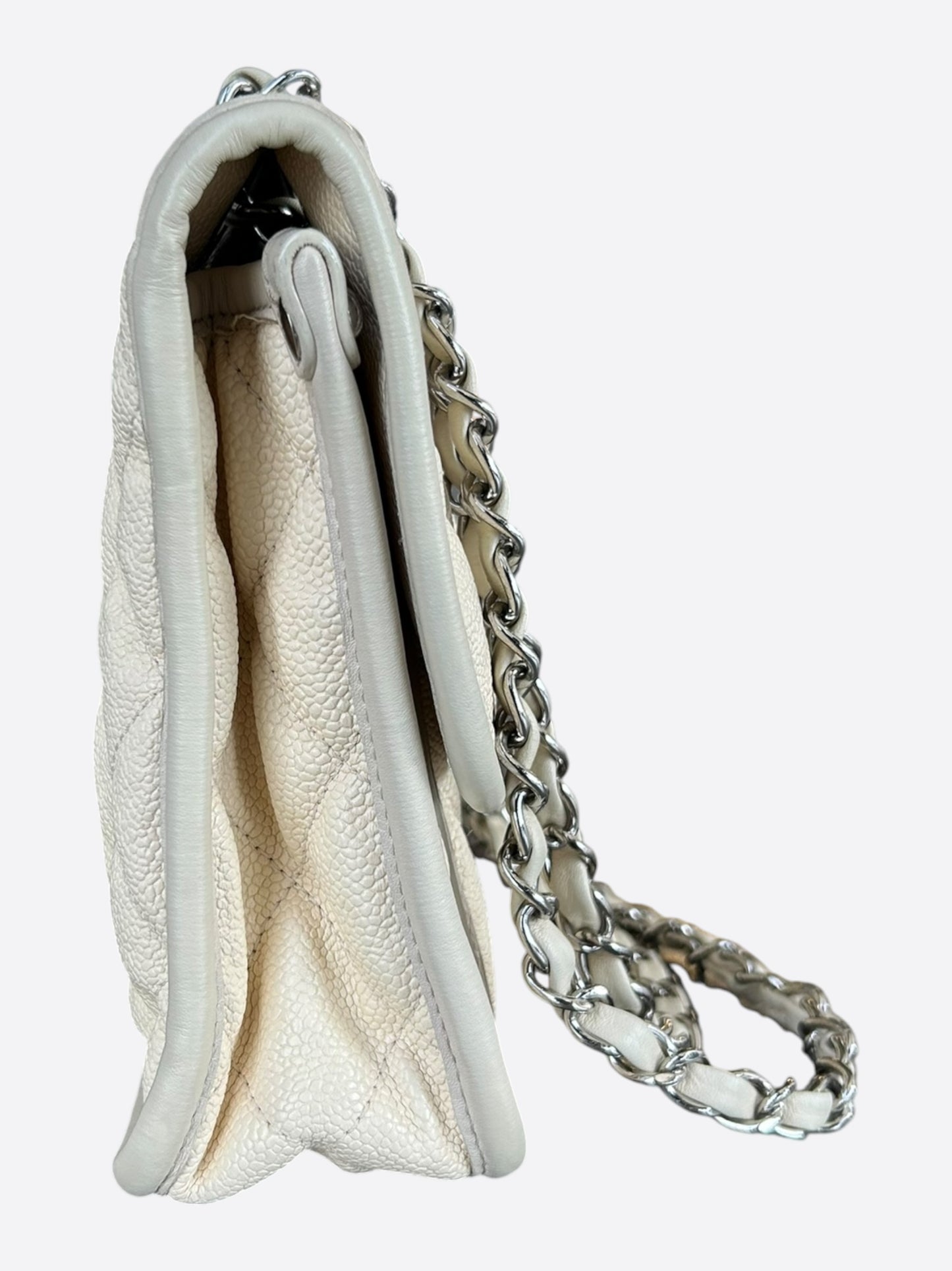 Chanel Ivory Quilted Caviar French Riviera Large Flap Bag