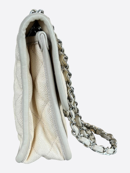 Chanel Ivory Quilted Caviar French Riviera Large Flap Bag