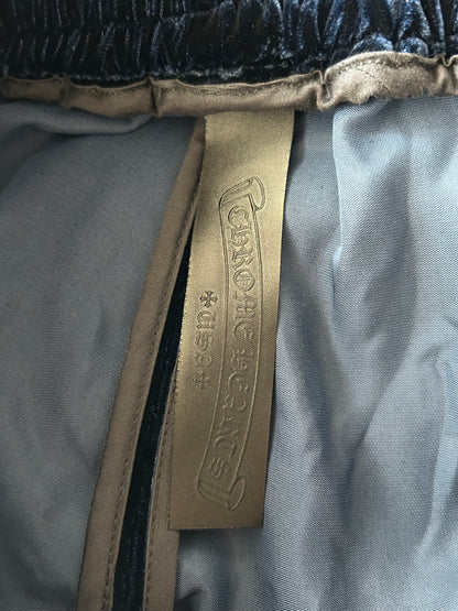 Chrome Hearts Navy & White Embroidered Logo Velour Track Pants