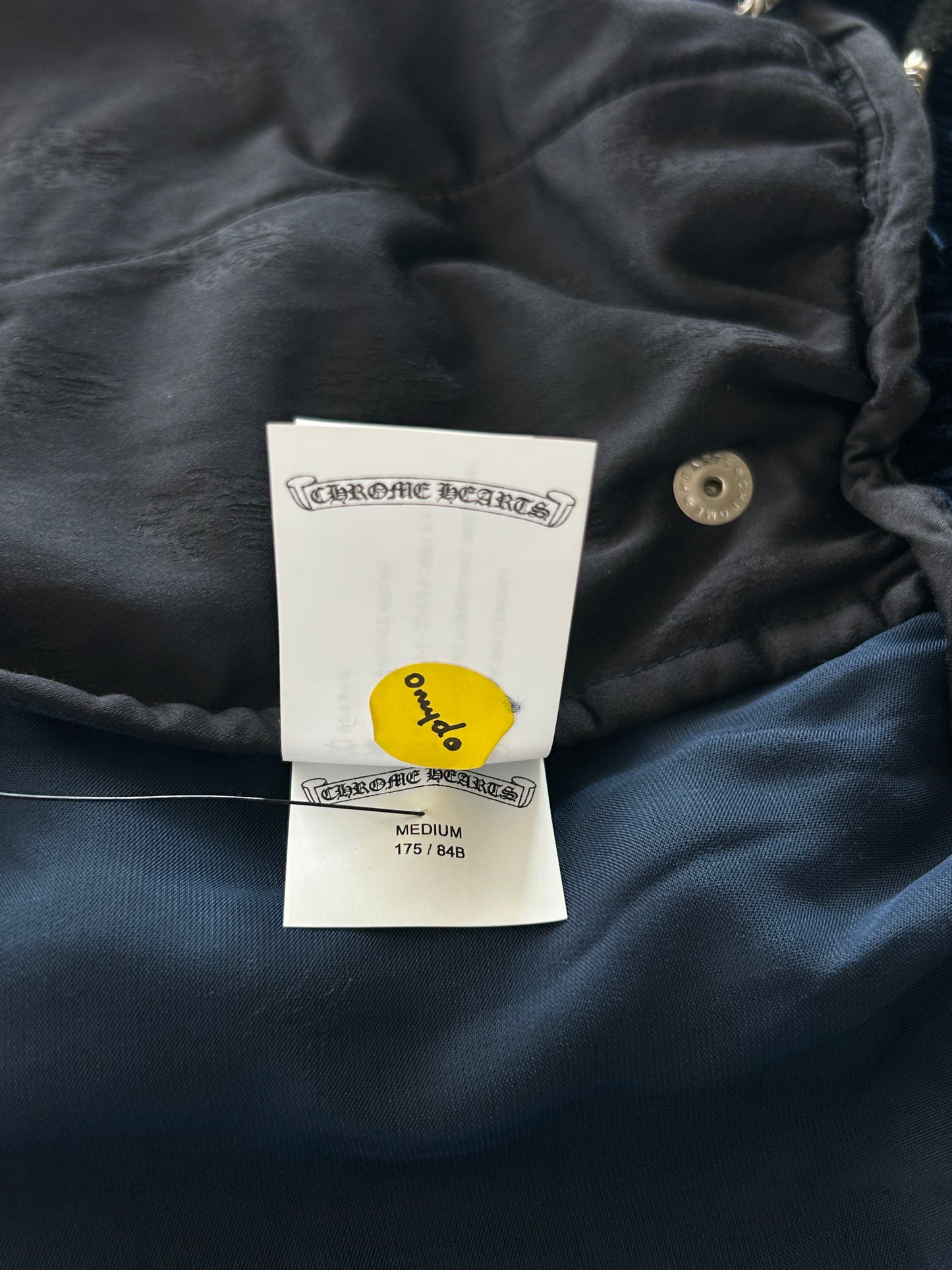 Chrome Hearts Navy & White Embroidered Logo Velour Track Pants