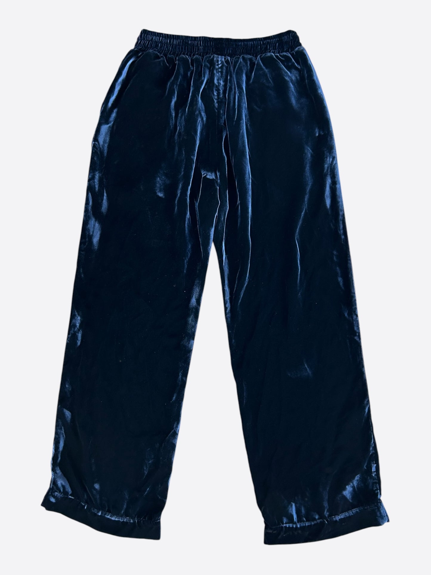 Chrome Hearts Navy & White Embroidered Logo Velour Track Pants