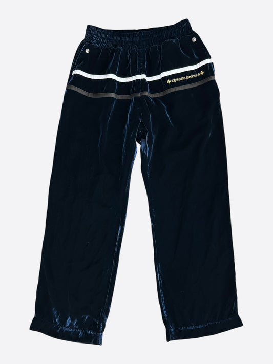 Chrome Hearts Navy & White Embroidered Logo Velour Track Pants
