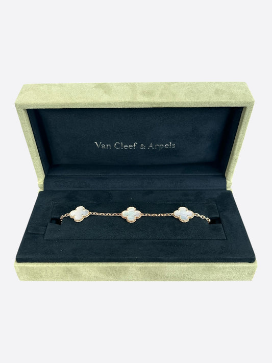 Van Cleef & Arpels Yellow Gold Mother Of Pearl Vintage Alhambra Bracelet