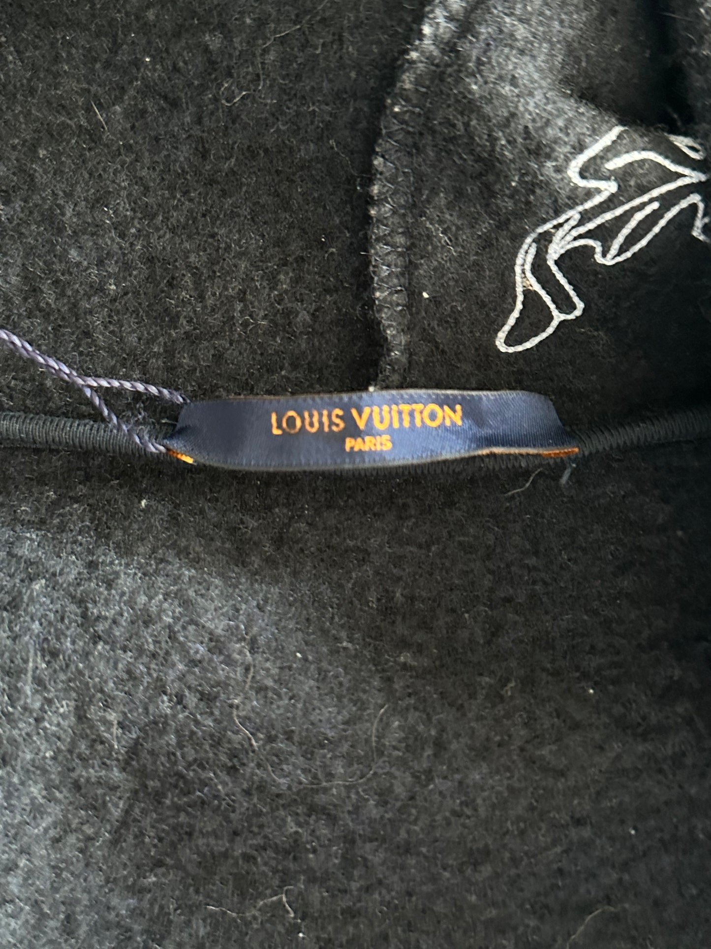 Louis Vuitton Navy & White Flower Embroidered Zip Up Hoodie