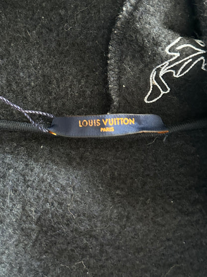 Louis Vuitton Navy & White Flower Embroidered Zip Up Hoodie