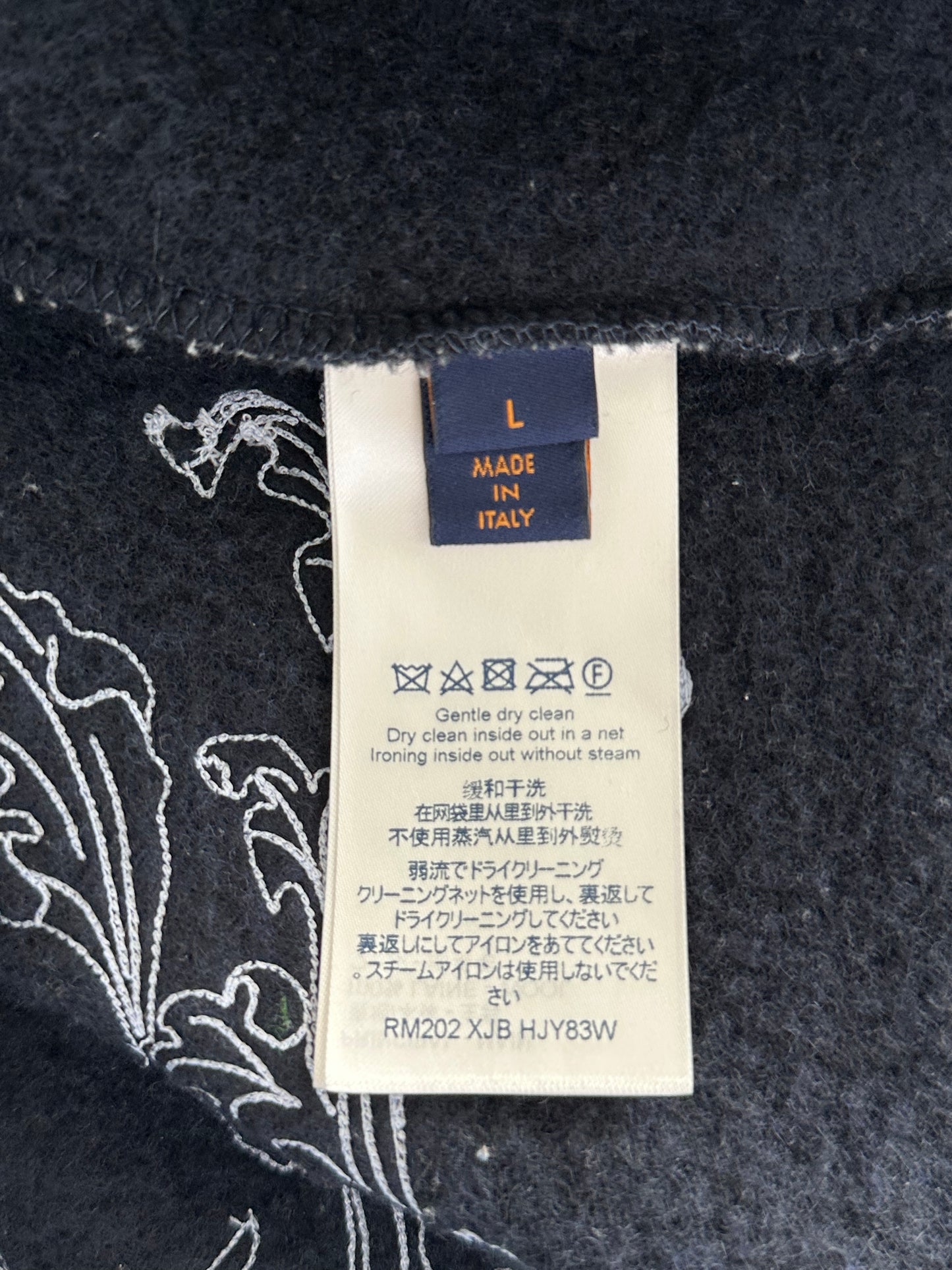 Louis Vuitton Navy & White Flower Embroidered Zip Up Hoodie
