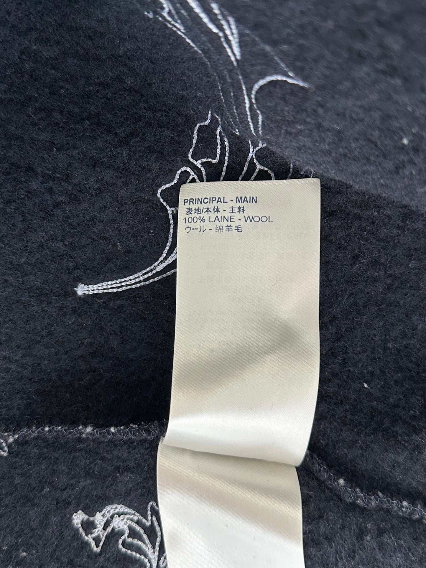 Louis Vuitton Navy & White Flower Embroidered Zip Up Hoodie