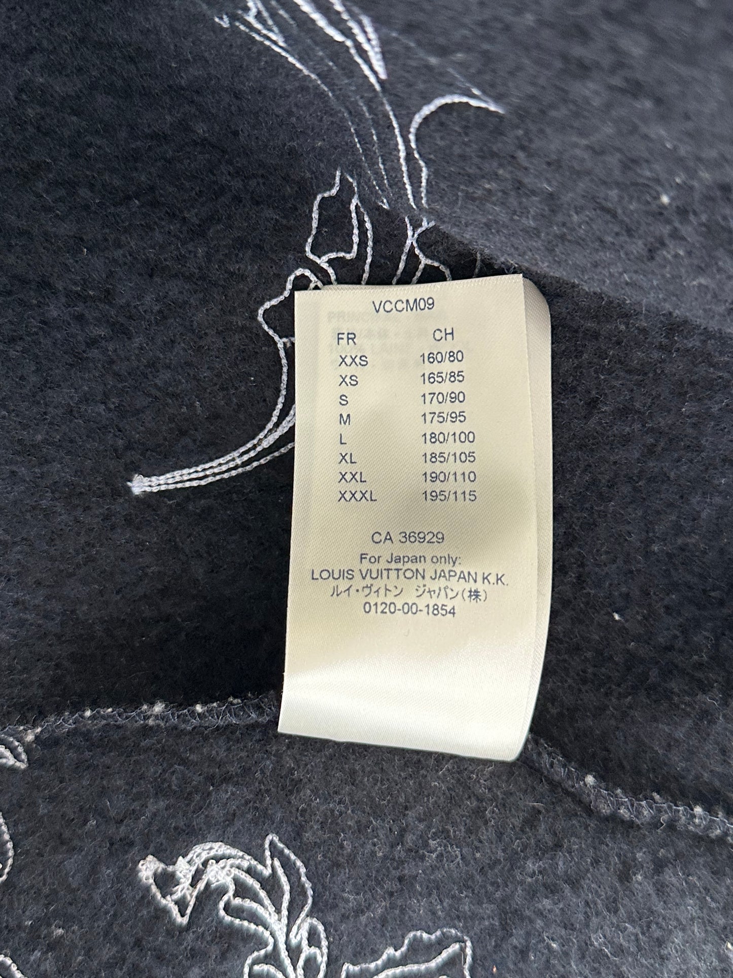 Louis Vuitton Navy & White Flower Embroidered Zip Up Hoodie