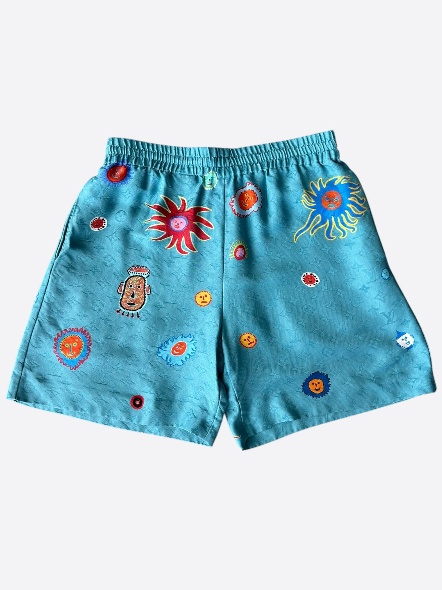 Louis Vuitton Yayoi Kusama Blue Faces Monogram Silk Shorts