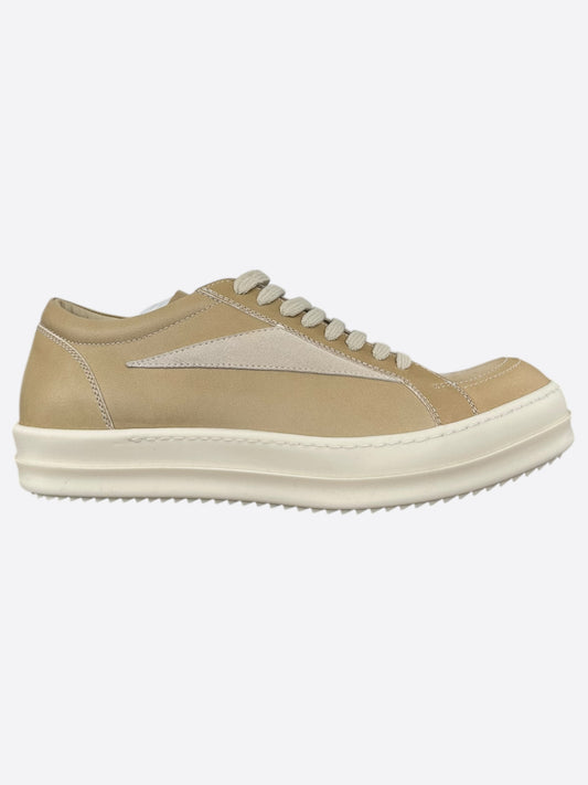 Rick Owens Beige Leather Vintage Low Top Sneakers