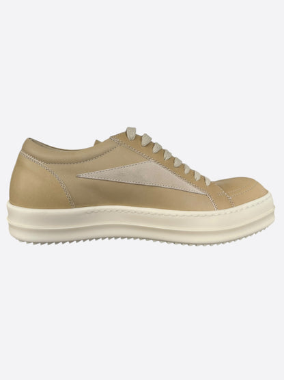 Rick Owens Beige Leather Vintage Low Top Sneakers
