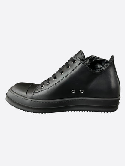 Rick Owens Black Leather Low Top Sneakers