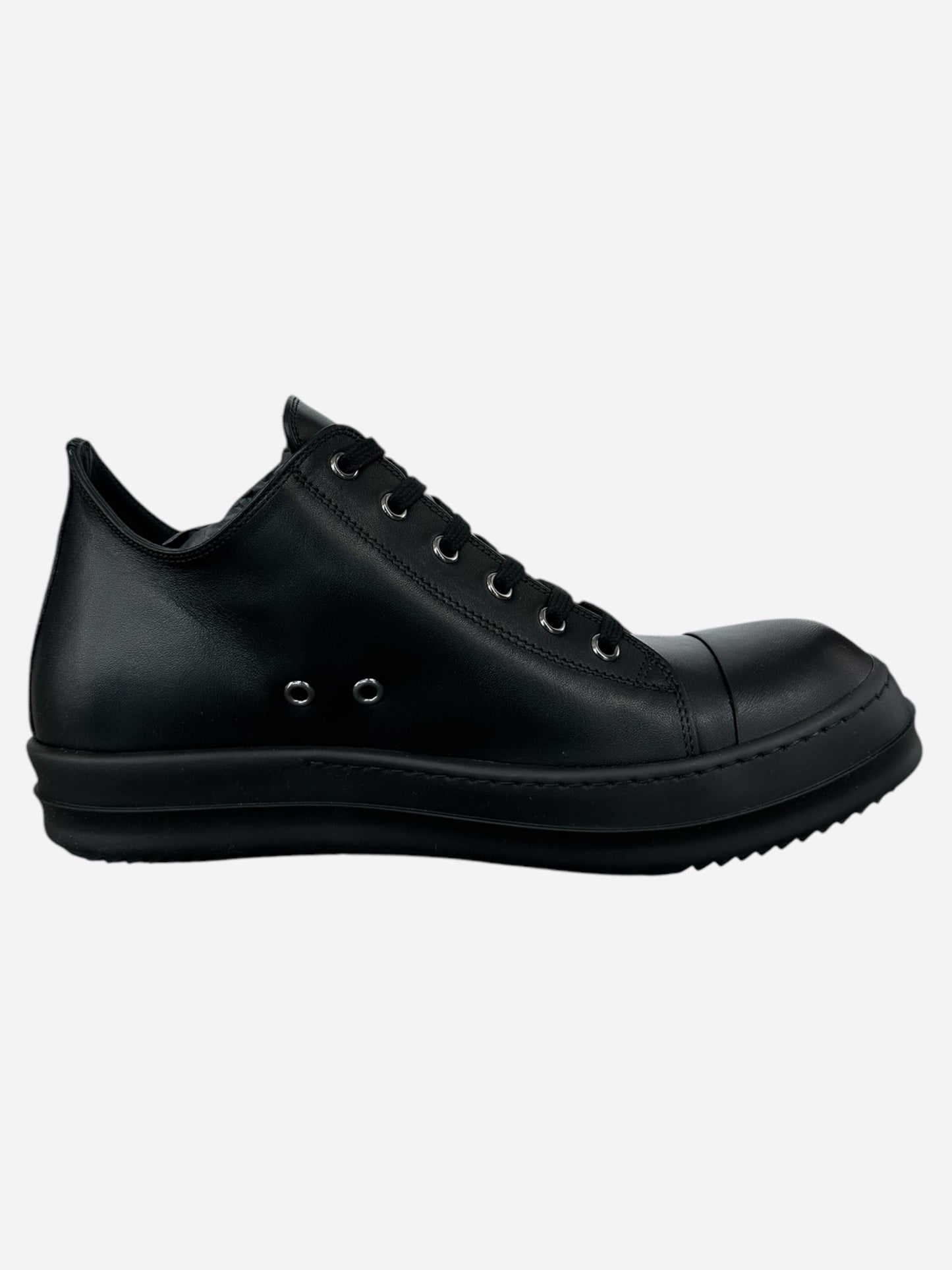 Rick Owens Black Leather Low Top Sneakers