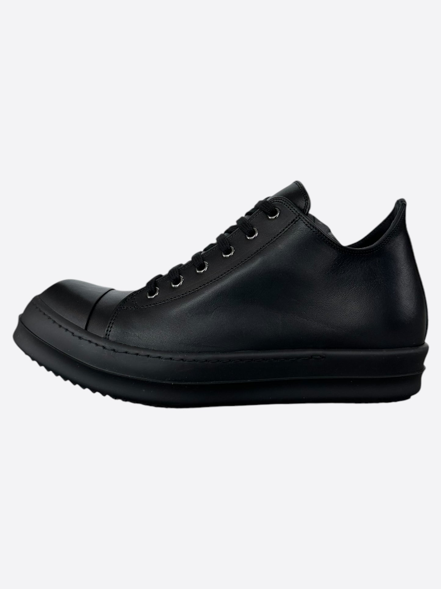 Rick Owens Black Leather Low Top Sneakers