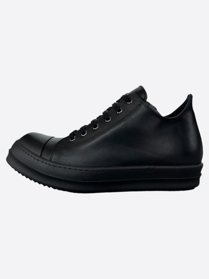 Rick Owens Black Leather Low Top Sneakers