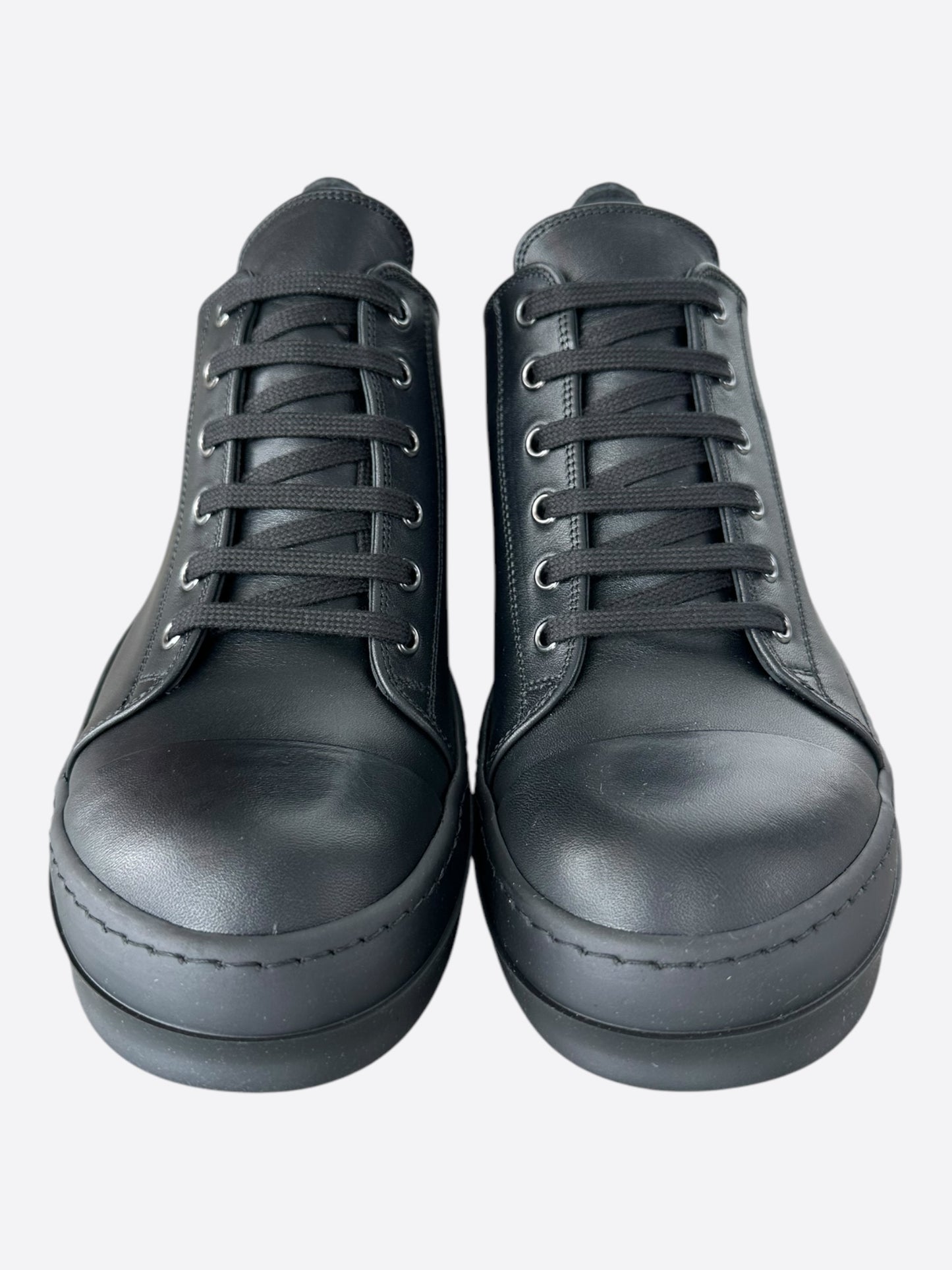 Rick Owens Black Leather Low Top Sneakers
