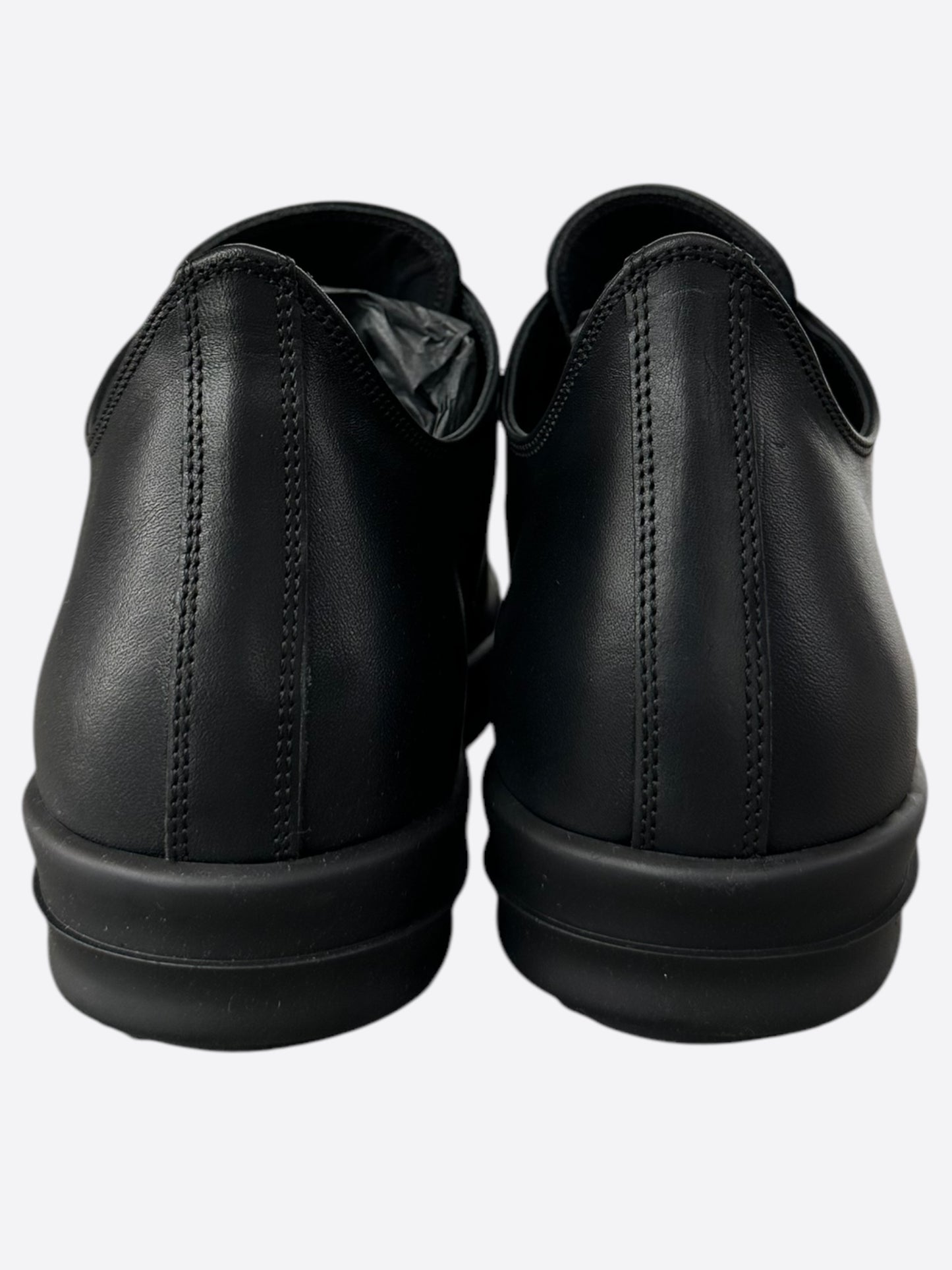 Rick Owens Black Leather Low Top Sneakers