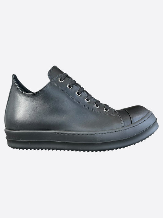 Rick Owens Black Leather Low Top Sneakers