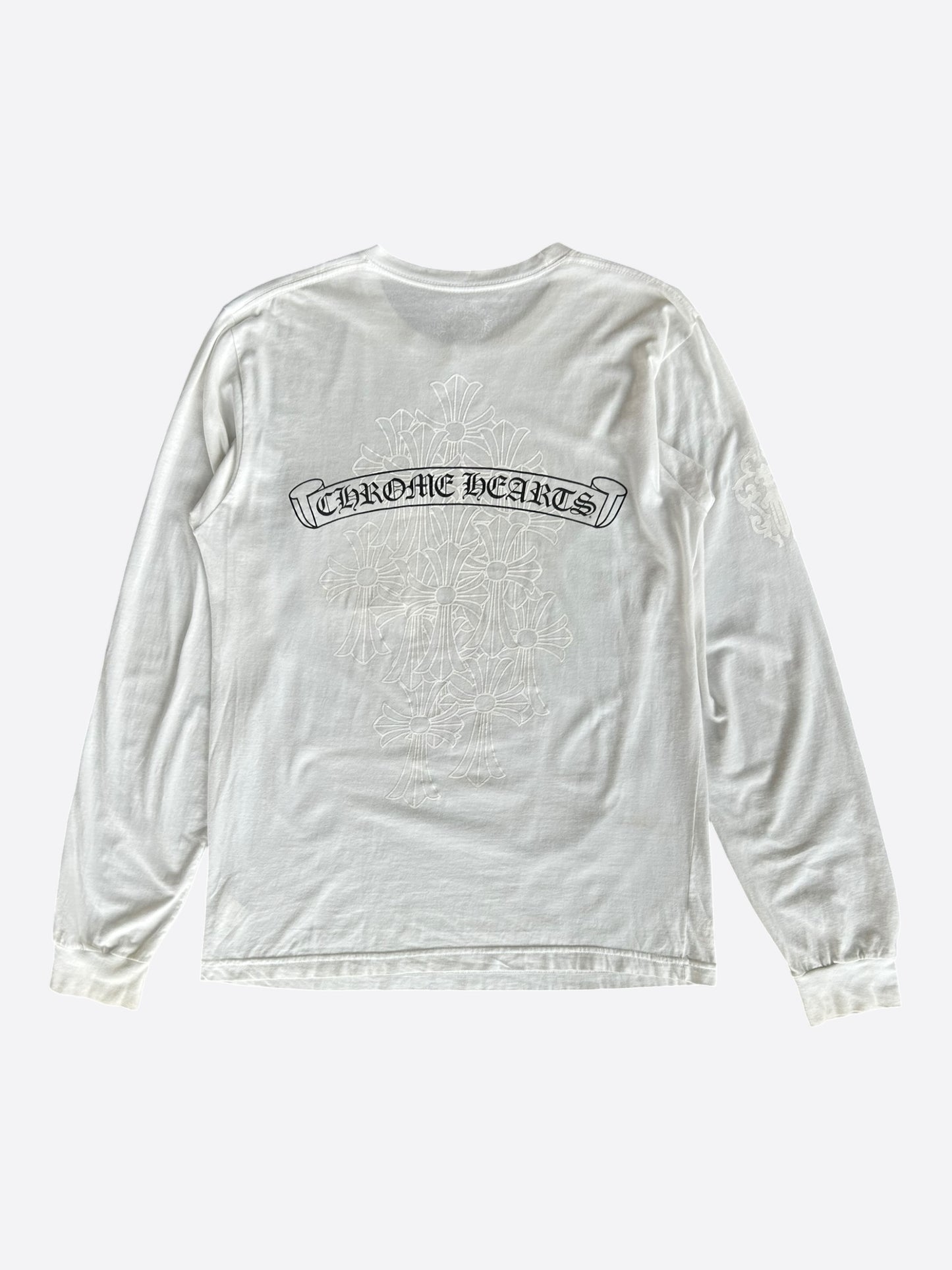 Chrome Hearts White & Black Cemetery Cross Longsleeve T-Shirt