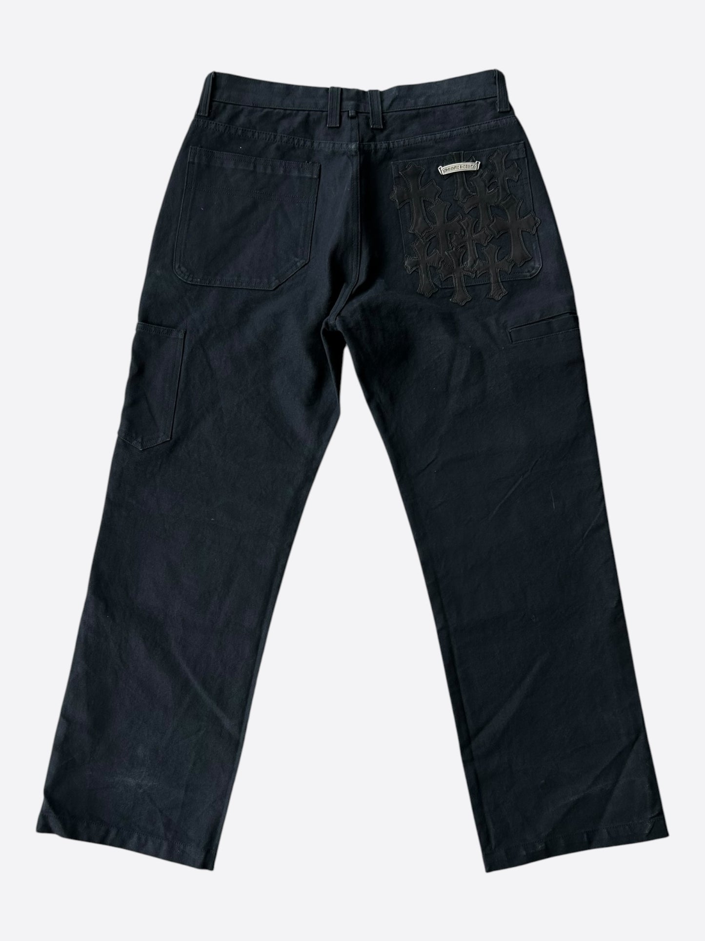 Chrome Hearts Black Cross Patch Carpenter Pants